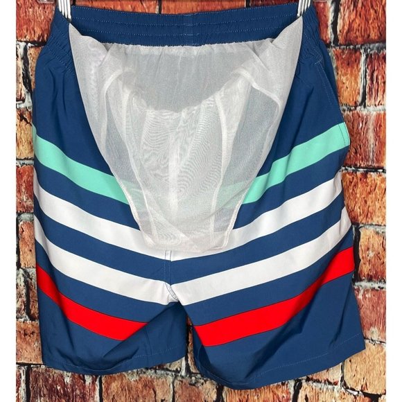 Chubbies Men’s Striped Swim Trunks Shorts Medium Mesh Liner Blue Red Green White - Picture 5 of 7